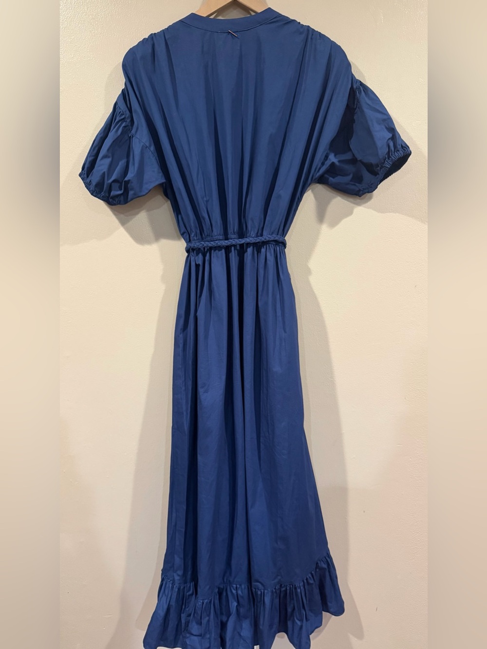 MISA GUC Women's Navy Blue Midi Dress with Tie Waist Medium - Picture 2 of 9
